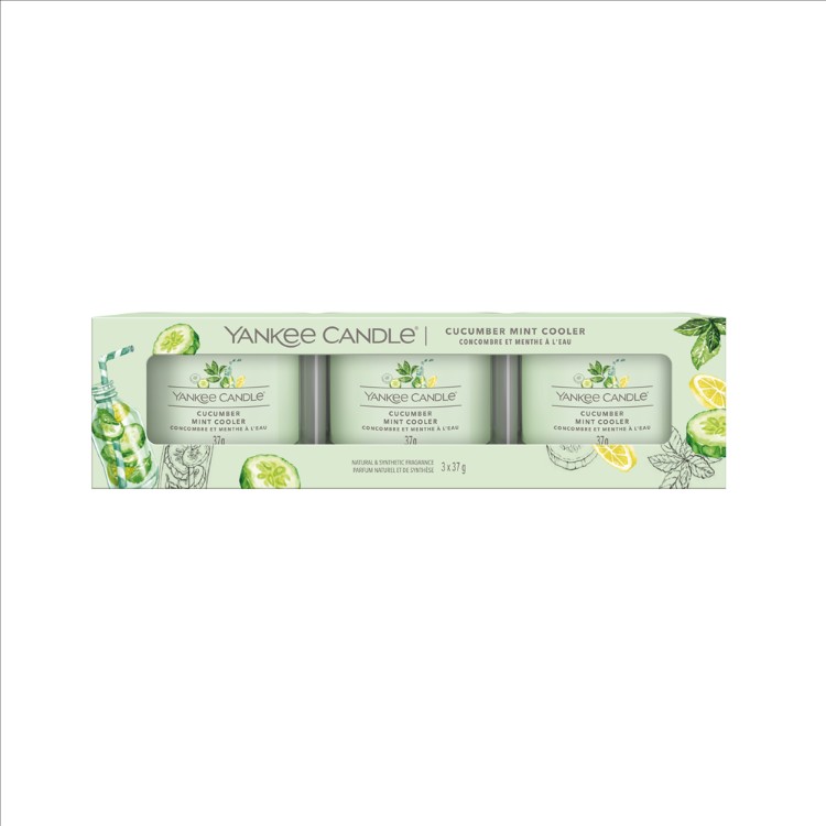 Image de Cucumber Mint Cooler Signature 3 Pack Filled Votive