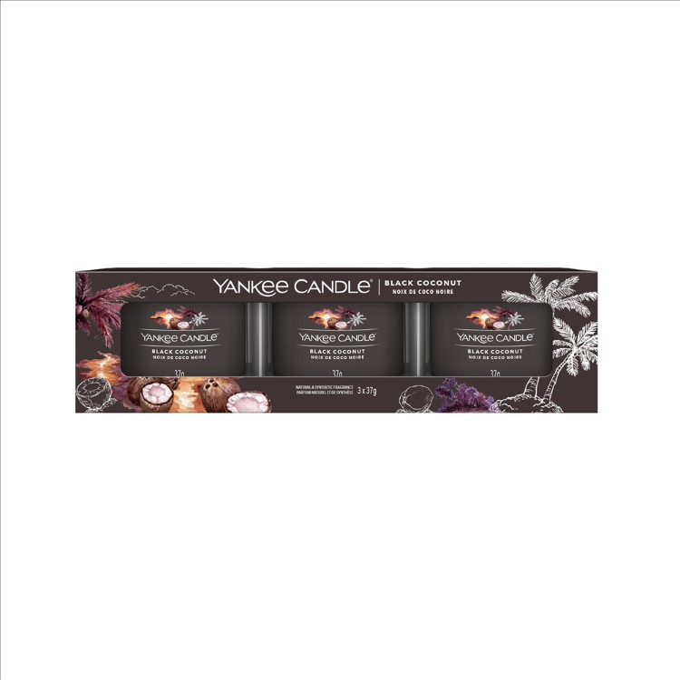 Immagine di Black Coconut Signature 3 Pack Filled Votive