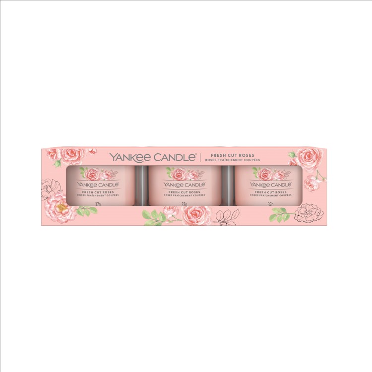 Image de Fresh Cut Roses Signature 3 Pack Filled Votive