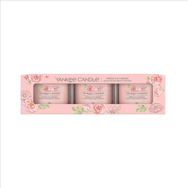 Image de Fresh Cut Roses Signature 3 Pack Filled Votive