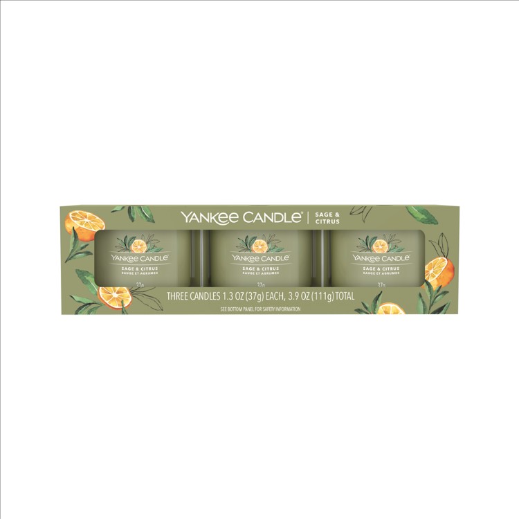 Image de Sage & Citrus Signature 3 Pack Filled Votive