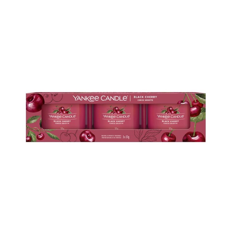 Immagine di Black Cherry Signature 3 Pack Filled Votive