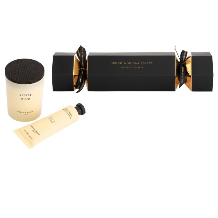 Bild von Giftset Cracker Velvet Wood 70g Candle & 30ml Hand Cream