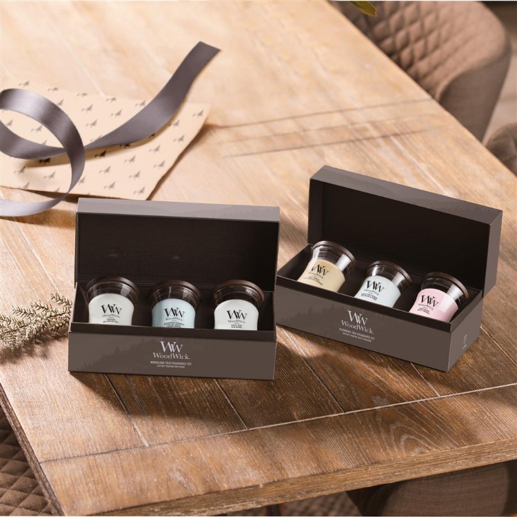 Image de Giftset 3 Mini Jar Woody Fireside, White Teak, Sagewood&Seagrass